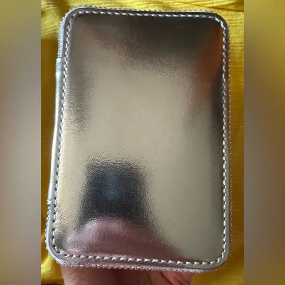 New With Tags, Michael Kors Sandrine Silver Small Box Crossbody Bag - Picture 8 of 16